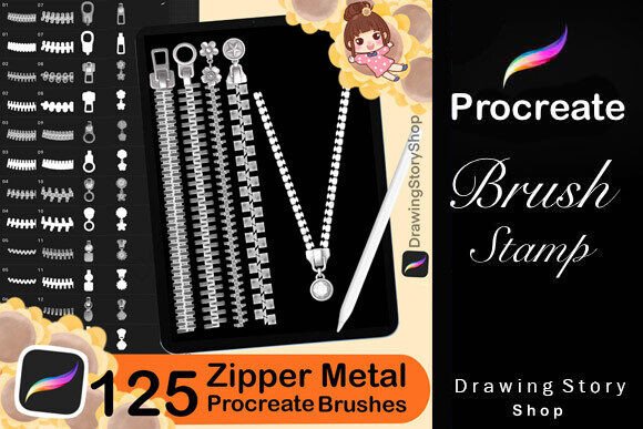 Download 125 Procreate Zipper Metal Brushes - Procreate Collection