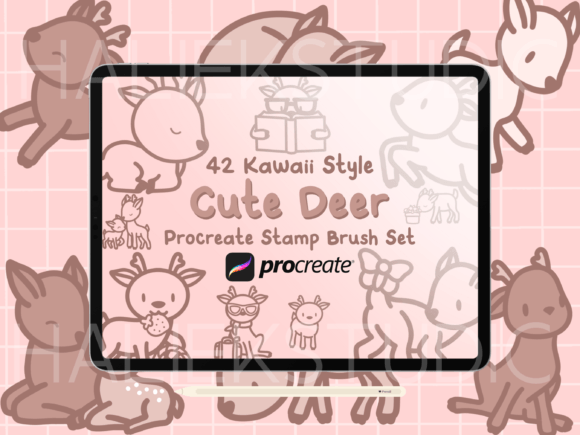 Download Cute Deer Procreate Stamp Brush Set - Procreate Collection