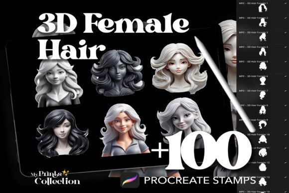 Download 100+ Procreate 3D 3D Female Hair Stamps - Procreate Collection