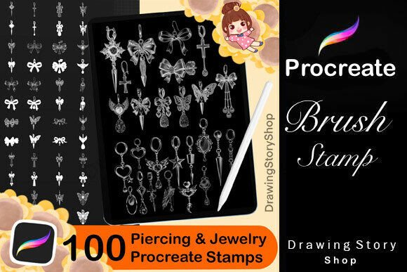 Download Procreate Piercing &amp; Jewelry Stamp Brush - Procreate Collection