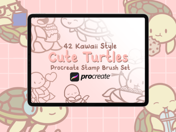 Download Cute Turtle Procreate Stamp Brush Set - Procreate Collection