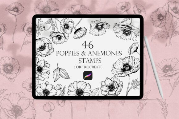 Download Poppies and Anemones Procreate Stamps - Procreate Collection