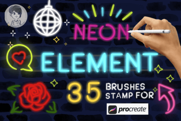 Download Neon Element Brush Stamps for Procreate - Procreate Collection