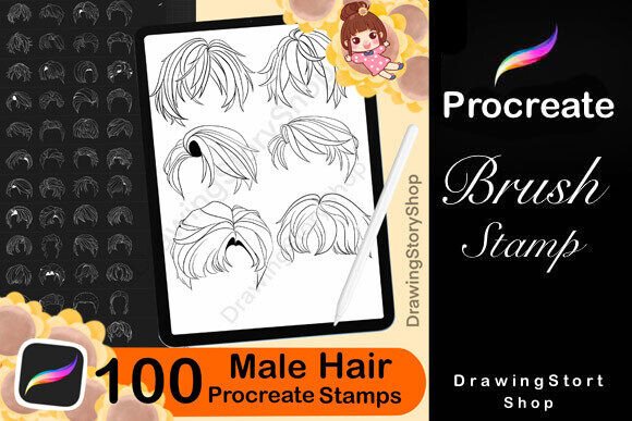 Download 100 Procreate Hair Male Stamps - Procreate Collection