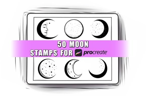 Download 50 Moon Procreate Stamps Brushes - Procreate Collection