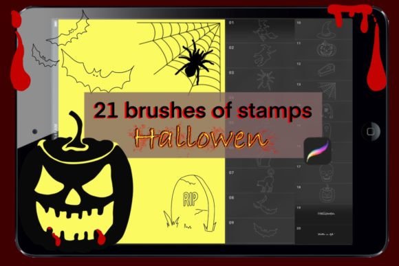 Download 21 Stamp Brushes Procreate "halloween" - Procreate Collection