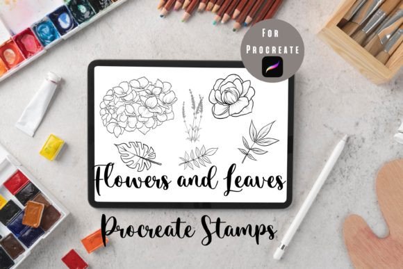 Download Flowers and Leaves Procreate Stamps - Procreate Collection