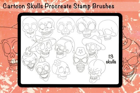 Download Cartoon Skulls Procreate Stamps - Procreate Collection