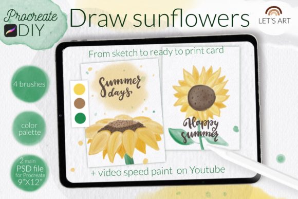 Download DIY Procreate Watercolor. Sunflowers - Procreate Collection