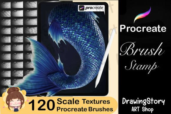 Download 120 Procreate Scale Textures Mermaid - Procreate Collection