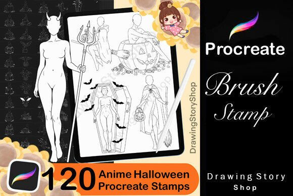 Download 120 Procreate Halloween Anime Stamps - Procreate Collection